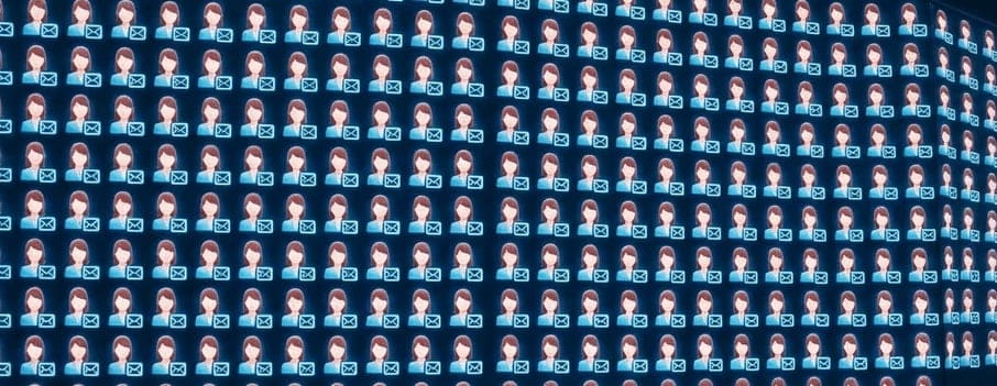 A dense grid of patient avatars representing thousands of past patients in the existing base