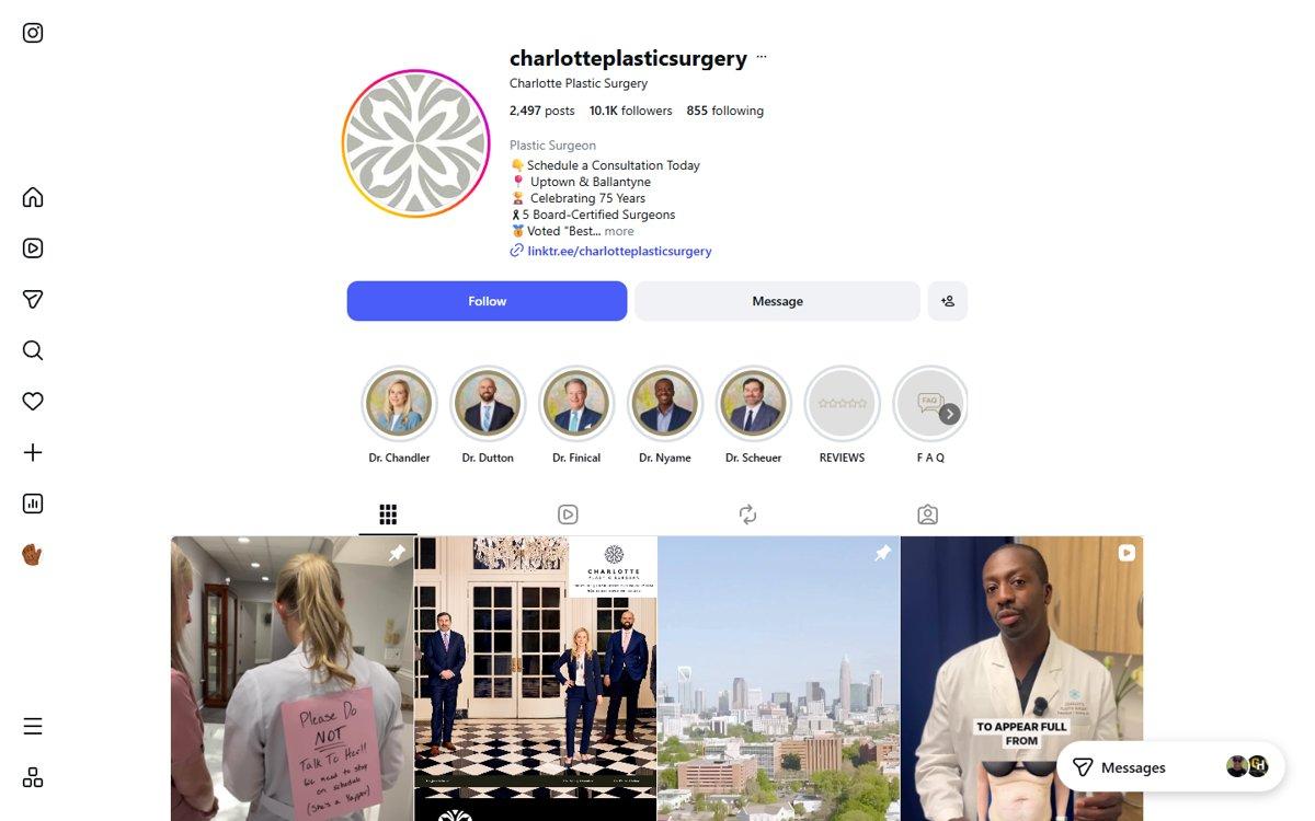 Charlotte Plastic Surgery — Instagram profile