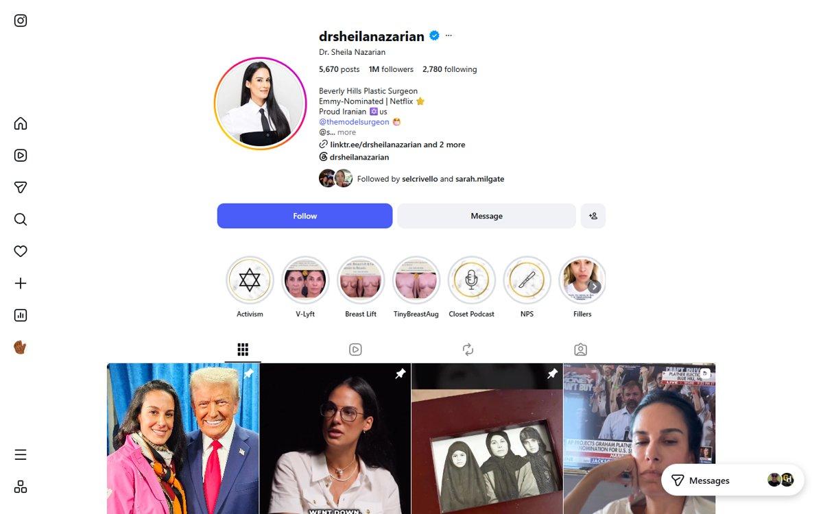Sheila Nazarian — Instagram profile