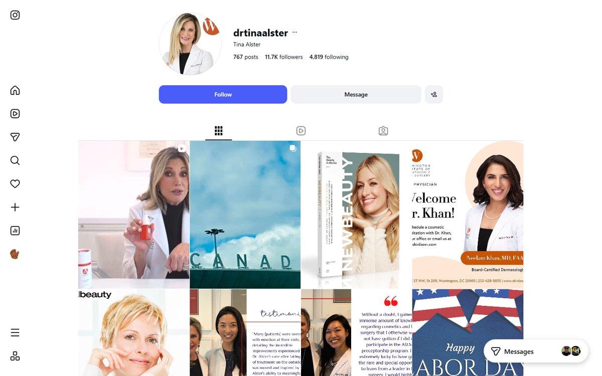 Tina Alster — Instagram profile