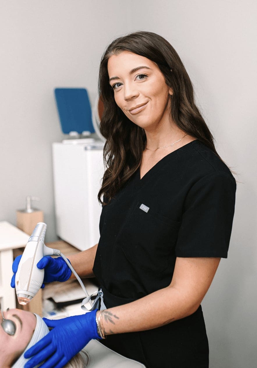 RSA staff performing a treatment — captured on the shoot