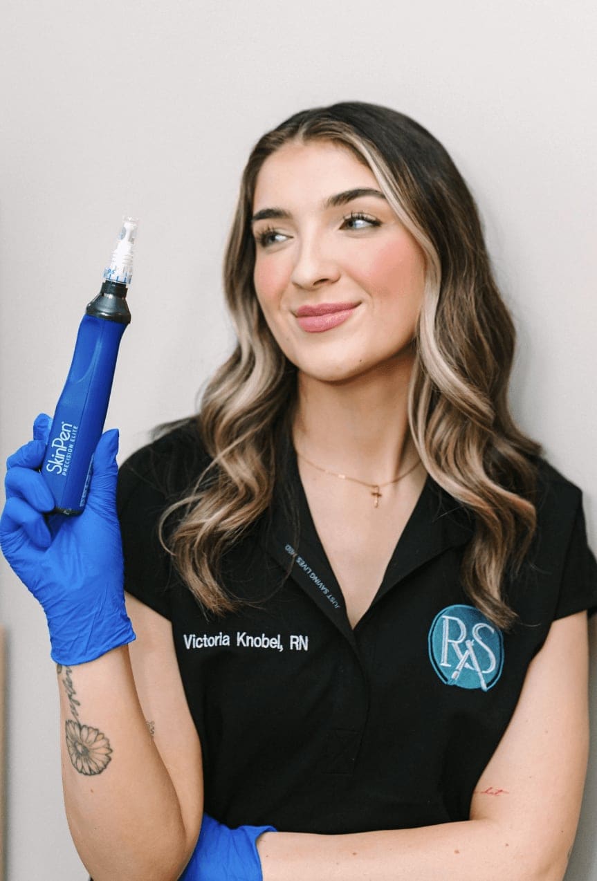 Victoria Knobel, RN with the SkinPen — captured on the shoot
